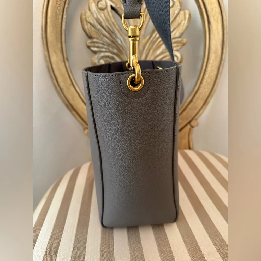 Genuine Leather Bucket Bag Dark Gray - Picture 7 of 13